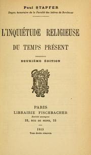 Cover of: inquiétude religieuse du temps présent.