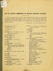 Cover of: List of articles embargoed