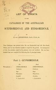 Cover of: List of errrata in the catalogue of the Australian Scyphomedusæ and Hydromedusæ