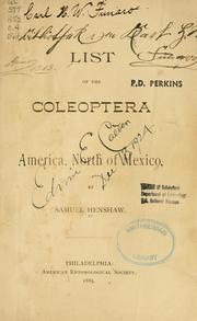 Cover of: List of the Coleoptera of America, north of Mexico by Samuel Henshaw