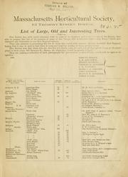 Cover of: List of large, old and interesting trees.