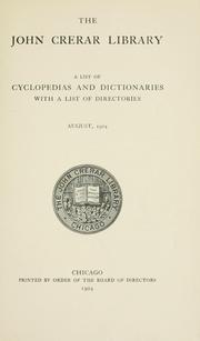 Cover of: A list of cyclopedias and dictionaries, with a list of directories