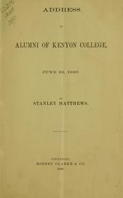 Cover of: Address to alumni of Kenyon College