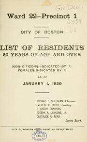 Cover of: List of residents. [title may vary]. by Boston, Massachusetts. Election Department., Boston, Massachusetts. Election Department.