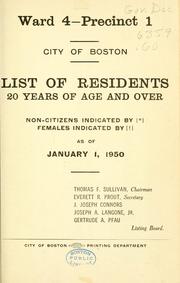 Cover of: List of residents. [title may vary]. by Boston, Massachusetts. Election Department., Boston, Massachusetts. Election Department.