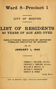 Cover of: List of residents. [title may vary]. by Boston, Massachusetts. Election Department., Boston, Massachusetts. Election Department.