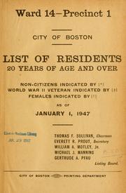 Cover of: List of residents. [title may vary]. by Boston, Massachusetts. Election Department., Boston, Massachusetts. Election Department.