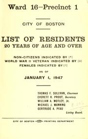 Cover of: List of residents. [title may vary]. by Boston, Massachusetts. Election Department., Boston, Massachusetts. Election Department.