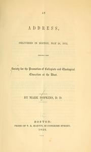 Cover of: An address by Hopkins, Mark