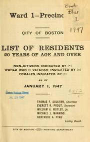 Cover of: List of residents. [title may vary]. by Boston, Massachusetts. Election Department., Boston, Massachusetts. Election Department.