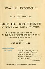 Cover of: List of residents. [title may vary]. by Boston, Massachusetts. Election Department., Boston, Massachusetts. Election Department.