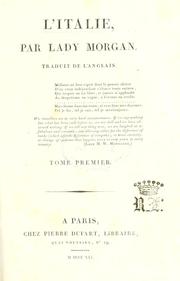 Cover of: L'I talie by Lady Morgan