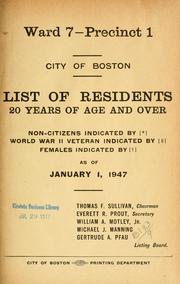 Cover of: List of residents. [title may vary]. by Boston, Massachusetts. Election Department., Boston, Massachusetts. Election Department.