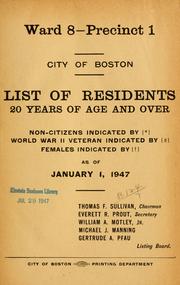 Cover of: List of residents. [title may vary]. by Boston, Massachusetts. Election Department., Boston, Massachusetts. Election Department.