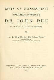 Cover of: Lists of manuscripts formerly owned by Dr. John Dee by Montague Rhodes James