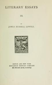 Cover of: Literary essays. by James Russell Lowell