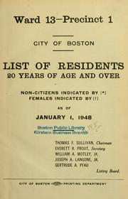 Cover of: List of residents. [title may vary]. by Boston, Massachusetts. Election Department., Boston, Massachusetts. Election Department.