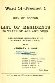 Cover of: List of residents. [title may vary]. by Boston, Massachusetts. Election Department.