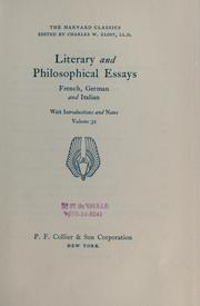 Cover of: Literary and philosophical essays: French, German, and Italian