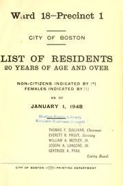 Cover of: List of residents. [title may vary]. by Boston, Massachusetts. Election Department., Boston, Massachusetts. Election Department.