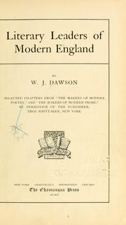 Cover of: Literary leaders of modern England by William James Dawson