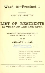 Cover of: List of residents. [title may vary]. by Boston, Massachusetts. Election Department., Boston, Massachusetts. Election Department.