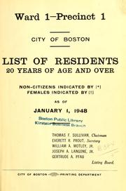 Cover of: List of residents. [title may vary]. by Boston, Massachusetts. Election Department., Boston, Massachusetts. Election Department.