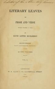 Cover of: Literary leaves, or, Prose and verse