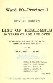 Cover of: List of residents. [title may vary]. by Boston, Massachusetts. Election Department., Boston, Massachusetts. Election Department.