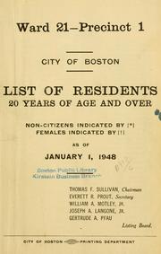 Cover of: List of residents. [title may vary]. by Boston, Massachusetts. Election Department.