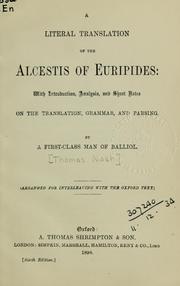 Cover of: A literal translation of the Alcestis of Euripides