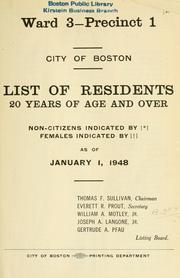 Cover of: List of residents. [title may vary]. by Boston, Massachusetts. Election Department., Boston, Massachusetts. Election Department.