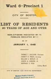 Cover of: List of residents. [title may vary]. by Boston, Massachusetts. Election Department., Boston, Massachusetts. Election Department.