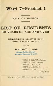 Cover of: List of residents. [title may vary]. by Boston, Massachusetts. Election Department., Boston, Massachusetts. Election Department.