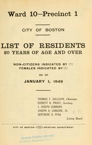 Cover of: List of residents. [title may vary]. by Boston, Massachusetts. Election Department., Boston, Massachusetts. Election Department.