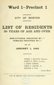 Cover of: List of residents. [title may vary]. by Boston, Massachusetts. Election Department., Boston, Massachusetts. Election Department.