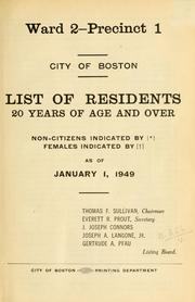 Cover of: List of residents. [title may vary]. by Boston, Massachusetts. Election Department., Boston, Massachusetts. Election Department.