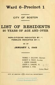 Cover of: List of residents. [title may vary]. by Boston, Massachusetts. Election Department., Boston, Massachusetts. Election Department.