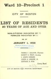 Cover of: List of residents. [title may vary]. by Boston, Massachusetts. Election Department., Boston, Massachusetts. Election Department.