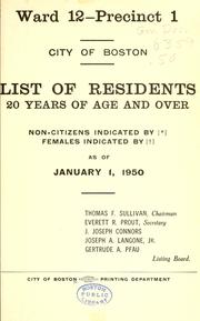 Cover of: List of residents. [title may vary]. by Boston, Massachusetts. Election Department., Boston, Massachusetts. Election Department.