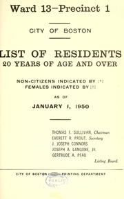 Cover of: List of residents. [title may vary]. by Boston, Massachusetts. Election Department., Boston, Massachusetts. Election Department.