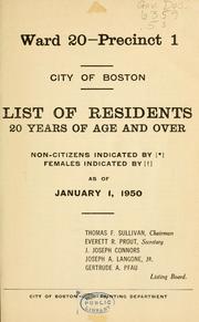 Cover of: List of residents. [title may vary]. by Boston, Massachusetts. Election Department., Boston, Massachusetts. Election Department.