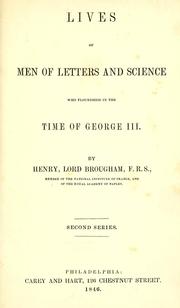 Cover of: The lives of men of letters and science by Brougham and Vaux, Henry Brougham Baron