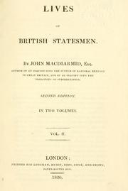 Cover of: Lives of British statesmen.