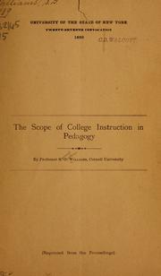 Cover of: The scope of college instruction in pedagogy