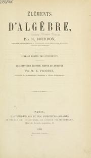 Cover of: Éléments d'algèbre.