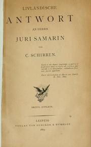 Cover of: Livländische Antwort an Herrn Juri Samarin by Carl Christian Gerhard Schirren