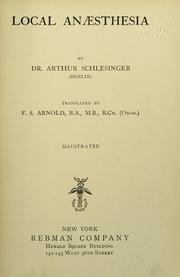 Cover of: Local anesthesia