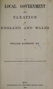 Cover of: Local government and taxation in England and Wales