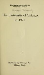 Cover of: The University of Chicago in 1921.